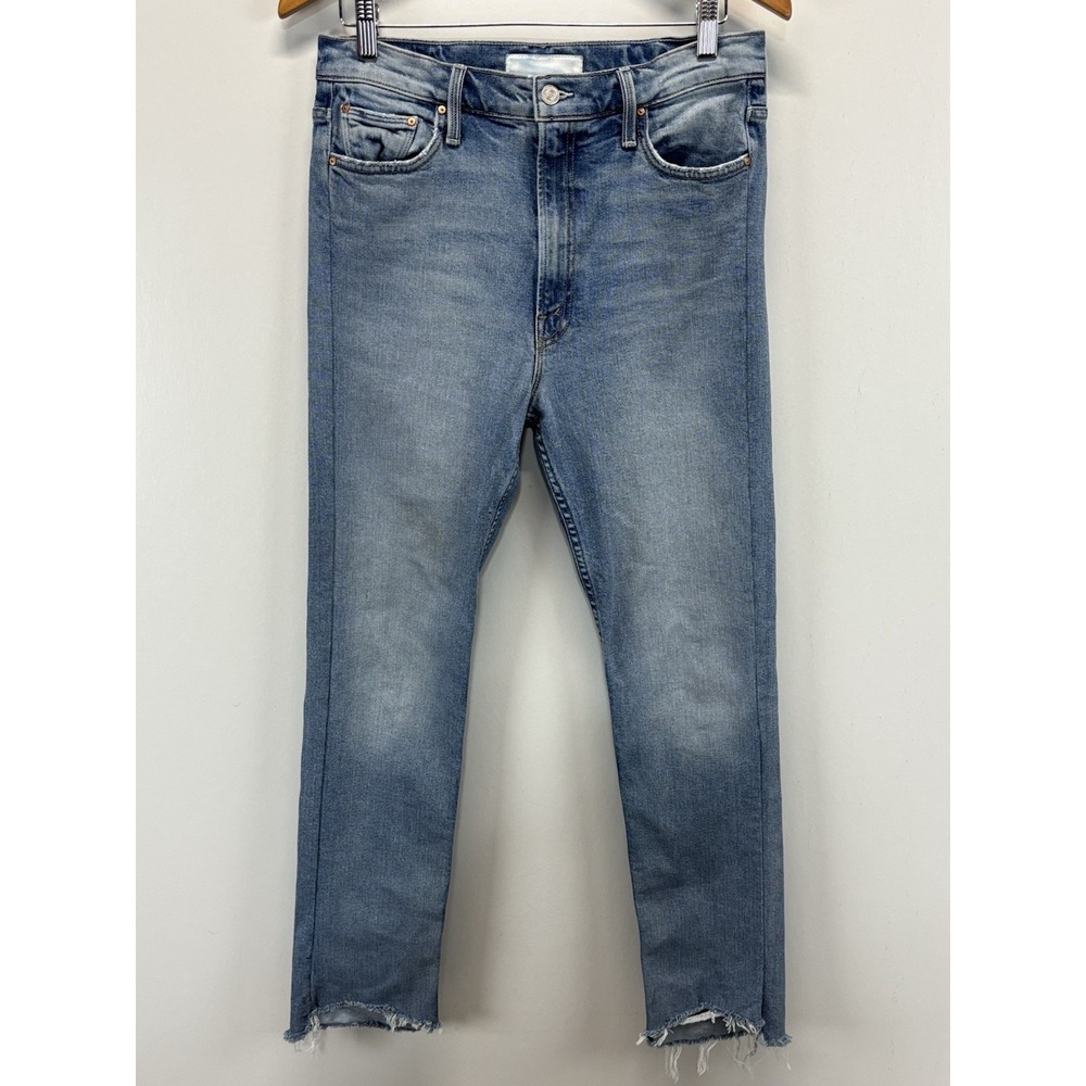 MOTHER High Waisted Rider Skimp Jeans Women's 31 Ankle Fray In Give It Up